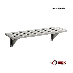 Prateleira Gradeada Suspensa por Mão Francesa em Aço Inox