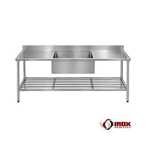 Pia 02 - Pia Industrial Inox Com 1 Cuba e Prateleira Gradeada