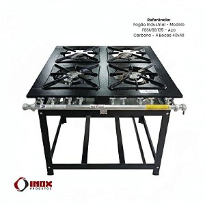 Fogão Industrial 4 Bocas 40x40 em Aço Carbono – Modelo FBSU4B.135