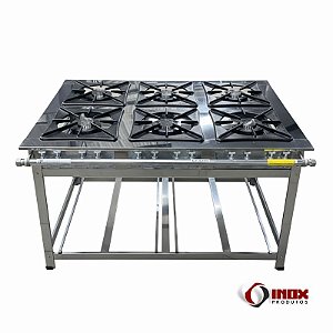 Fogão Industrial Inox 430 6 Bocas 40x40 – Modelo FBSU6B.775