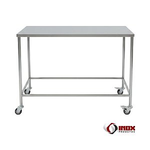 Mesa Industrial em Aço Inox Contaventada com Rodízios | M06 – Inox 304 ou 430