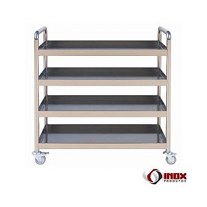 Carrinho 06 - Carrinho Industrial Inox Com 4 Planos em Forma de Bandejas