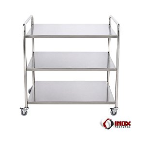 Carrinho 08 - Carrinho Industrial Inox Com 3 Planos Lisos