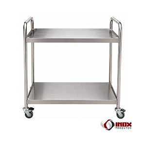 Carrinho 07 - Carrinho Industrial Inox Com 2 Planos Lisos