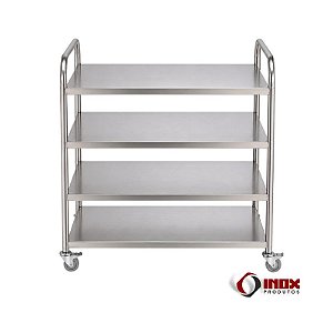 Carrinho 09 - Carrinho Industrial Inox Com 4 Planos Lisos