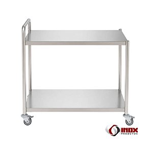 Carrinho 22 - Carrinho Inox Com 2 prateleiras e Alça em 1 Lado