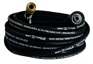 MANGUEIRA TRAMA ACO M2214 X ENGATE RAPIDO P LAVADORAS ALTA PRESSAO 12 MT - SGT SIGMA