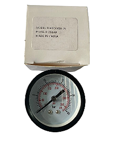 MANOMETRO HORIZONTAL 50MM 0 A 25 BAR 1/4 - CONECTFIT