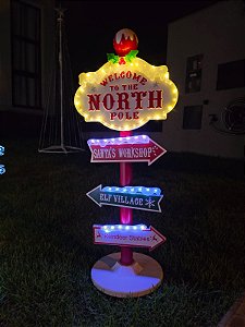 PLACA POLO NORTE COM LED 95CM USO INTERNO E EXTERNO