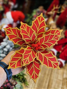 FLOR BICO DE PAPAGAIO VERMELHO E NUDE 26CM
