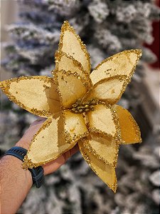 FLOR BICO DE PAPAGAIO AVELUDADO DOURADO  30CM
