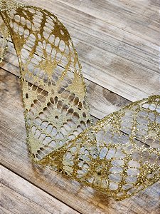 FITA ARAMADA TELA GLITTER COM DOURADO