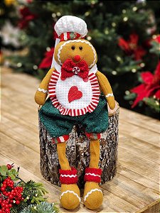 BONECO GINGERBREAD SENTADO - 50CM