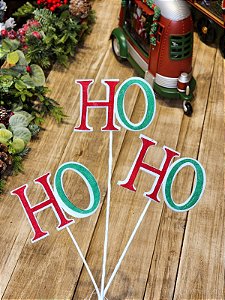 GALHO DECORATIVO HO HO HO  35CM
