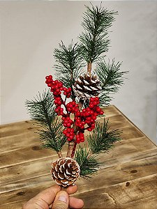 GALHO BERRY VERMELHO COM PINHA 55CM
