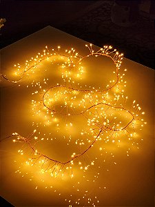 PISCA FESTÃO CLUSTER 320 LEDS 2 METROS FIXO WARM FIO DE COBRE BIVOLT