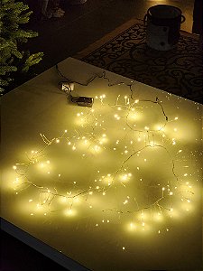 PISCA CORDÃO FESTÃO CLUSTER 160 LEDS 2 METROS WARM COM FUNÇÕES BIVOLT