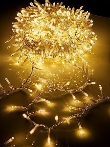 PISCA FESTÃO SUPER STROBO 1000 LEDS 20 METROS WARM FIO TRANSPARENTE BIVOLT