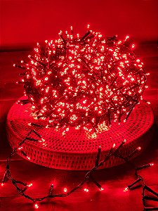 PISCA FESTÃO 1000 LEDS 20 METROS VERMELHO FIXO BIVOLT