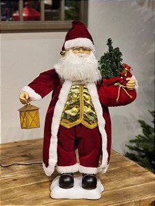 PAPAI NOEL COM LANTERNA COM MOVIMENTOS, SOM E LUZ 60CM * LER ANÚNCIO *
