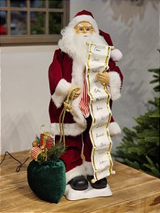 PAPAI NOEL COM LISTA DE NOMES COM MOVIMENTOS SOM E LUZ 70CM