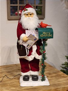 PAPAI NOEL CARTEIRO COM MOVIMENTOS SOM E LUZ 70CM