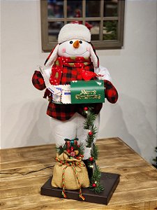 BONECO DE NEVE COM CAIXA DE CORREIO COM MOVIMENTOS SOM E LUZ 70CM
