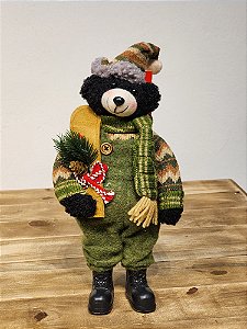 URSO NEGRO NATALINO VERDE 31CM