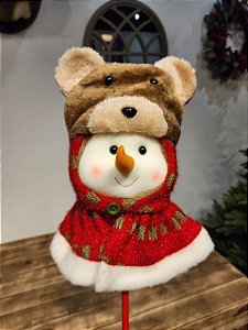 CABEÇA BONECO DE NEVE COM TOCA DE URSO 60CM