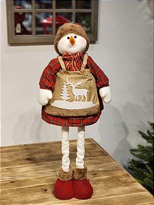 BONECA DE NEVE EM PÉ XADREZ 73CM AJUSTÁVEL