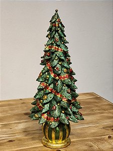 ÁRVORE DECORATIVA EM RESINA VERDE LUXURY 43CM - PRÉ VENDA 2025