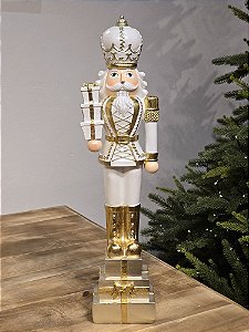 SOLDADO QUEBRA NOZES BRANCO COM DOURADO COM PRESENTES 51CM