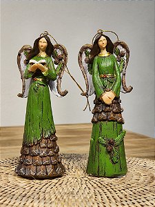 PENDENTE DECORATIVO ANJAS EM RESINA VERDE C/ 2 UNIDS