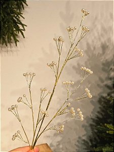 GALHO DECORATIVO ARAMADO DOURADO COM MINI PEROLAS 68CM