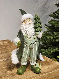 PAPAI NOEL SANTA MINT COM PINHEIRO VERDE 32CM