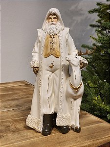 PAPAI NOEL RÚSTICO DE LUXO EM RESINA 39CM