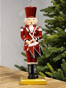 SOLDADO QUEBRA NOZES COM TAMBOR VERMELHO 30CM