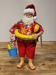 PAPAI NOEL DE FÉRIAS - COLECIONÁVEL - 30CM