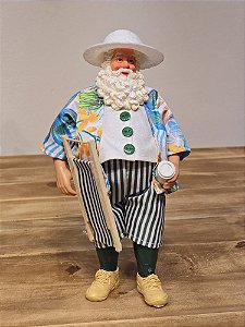 PAPAI NOEL COM CADEIRA DE PRAIA - COLECIONÁVEL - 27,5CM