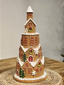 CASA GINGERBREAD DECORATIVA EM RESINA 30CM