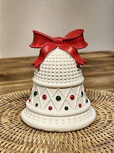 SINO DECORATIVO BRANCO E VERMELHO EM RESINA 11,5CM
