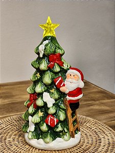 ÁRVORE DECORATIVA COM PAPAI NOEL COM LED 21,8CM