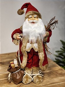 PAPAI NOEL EM PÉ VERMELHO E BRANCO 45CM