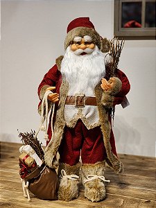 PAPAI NOEL EM PÉ VERMELHO E BRANCO 60CM