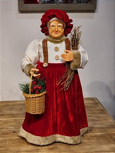 MAMÃE NOEL EM PÉ VERMELHO E BRANCO 60CM