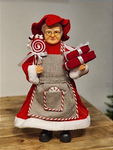 MAMÃE NOEL EM PÉ CANDY VERMELHO E BEGE 45CM