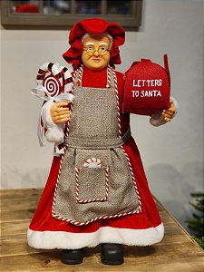 MAMÃE NOEL EM PÉ CANDY CANNE VERMELHO E BEGE 60CM