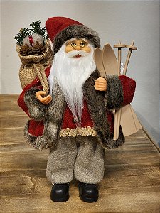 PAPAI NOEL EM PÉ VERMELHO E MARROM 30CM