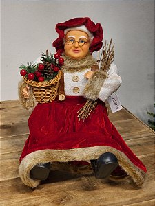 MAMÃE NOEL NA CADEIRA DE BALANÇO C/ MOVIMENTO E SOM 40CM