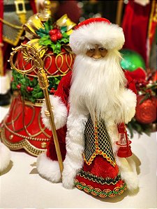 PAPAI NOEL COM SOM E MOVIMENTO VERMELHO E VERDE 40CM